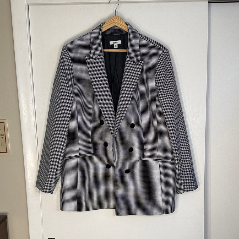 Bar III Black and White Houndstooth Blazer XL